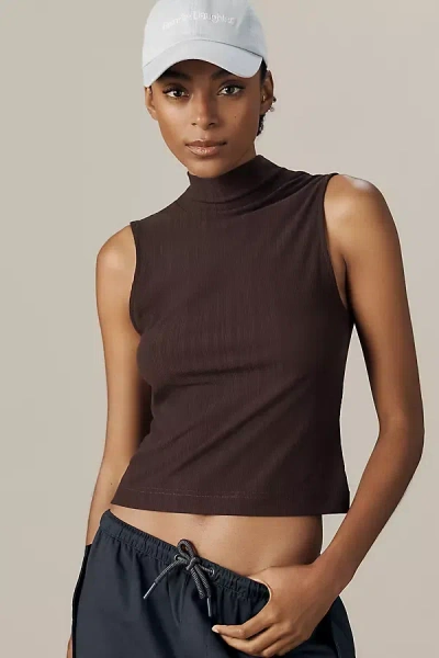 Varley Caley Fitted Rib Tank Top In Brown