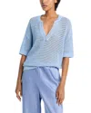 Varley Womens Cashmere Blue Callie Short-sleeves Cotton-knit Top