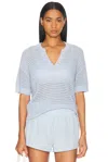 Varley Womens Cashmere Blue Callie Short-sleeves Cotton-knit Top In Light Blue