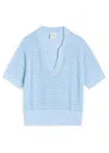 Varley Womens Cashmere Blue Callie Short-sleeves Cotton-knit Top In Blue