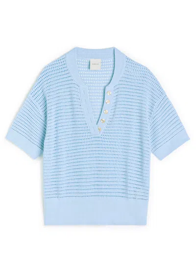 Varley Callie Open-knit Top In Blue