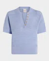 Varley Womens Cashmere Blue Callie Short-sleeves Cotton-knit Top In Cashmere Blue