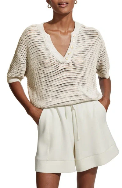 Varley Callie Open-knit Top In Egret