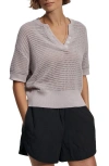 Varley Callie Sheer Knit Cotton Top In Raindrops