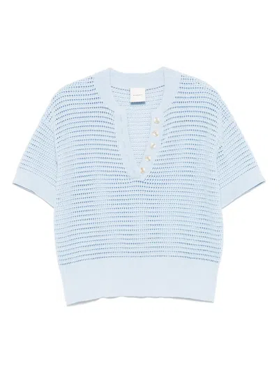 Varley Womens Cashmere Blue Callie Short-sleeves Cotton-knit Top In Light Blue