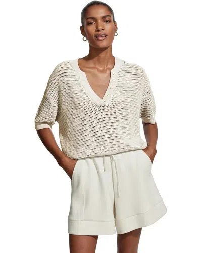 Varley Callie Open-knit Top In Egret