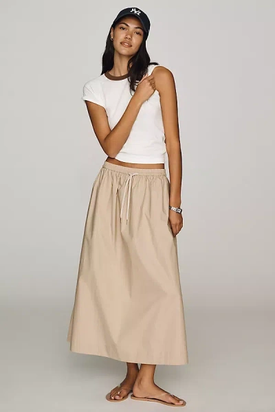 Varley Cambria Midi Skirt In Beige
