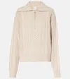 Varley Camello Relaxed Cable Half Zip In Parchment In Beige