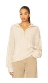 Varley Camello Relaxed Cable Half Zip Sweater In Neutral