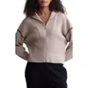 Varley Carmen Rib Knit Zip-up Cardigan In Cement
