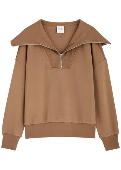 Varley Catherine Half-zip Stretch-jersey Sweatshirt In Caramel