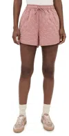 Varley Supersoft Twill Quilted Catrine Shorts In Ash Rose