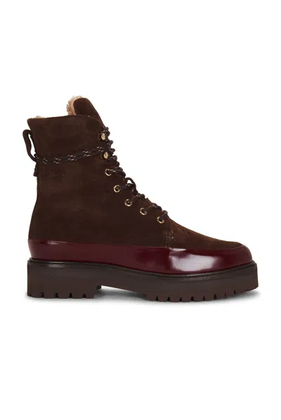 Varley Charente Faux Fur Lined Lace Up Multi Boot In Burgundy