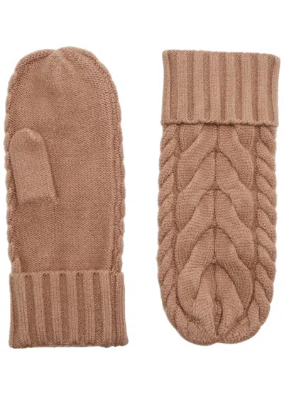 Varley Charlene Cable-knit Mittens In Brown