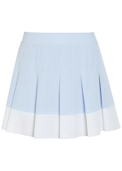 Varley Chase 14.5 Colour-blocked Stretch-woven Skort In Blue