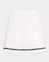Varley Clarendon Pleated High-rise Skort In White / Blue Nights