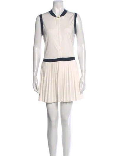 Pre-owned Varley Colorblock Pattern Mini Dress In White