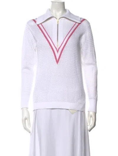 Pre-owned Varley Colorblock Pattern V-neck Sweater W/ Tags In White