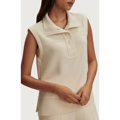 Varley Conall Half Button Sleeveless Top In Neutral