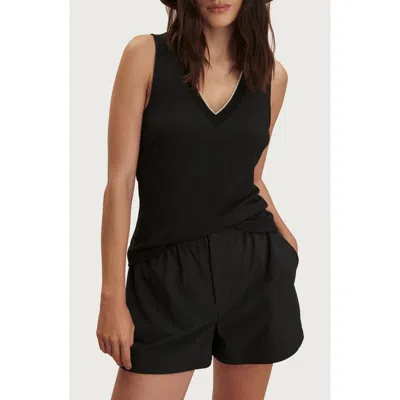 Varley Corby V-neck Modal Blend Tank In Black