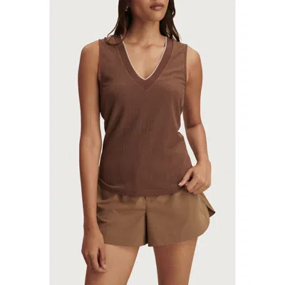 Varley Corby V-neck Modal Blend Tank In Brown