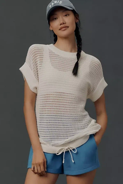 Varley Corvallis Short-sleeve Knit Top In White
