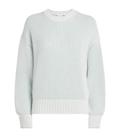 Varley Striped Crewneck Knit Sweater In Gray