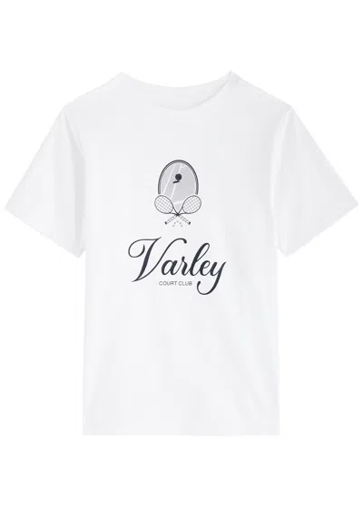 Varley Coventry Logo-print Stretch-cotton T-shirt In White