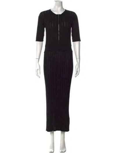 Pre-owned Varley Crew Neck Long Dress In Black