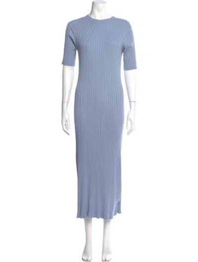 Pre-owned Varley Crew Neck Long Dress In Blue