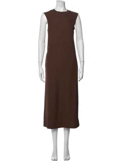 Pre-owned Varley Crew Neck Long Dress In Brown
