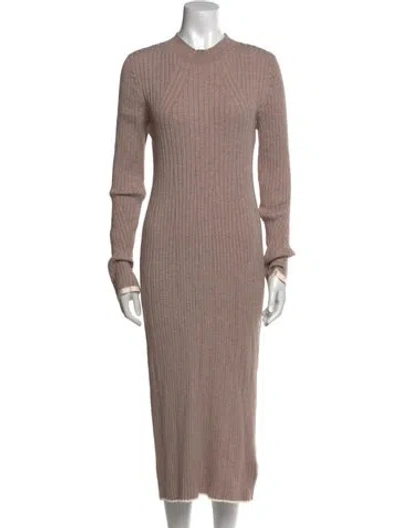 Pre-owned Varley Crew Neck Long Dress In Neutral