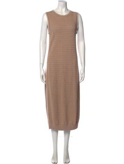 Pre-owned Varley Crew Neck Long Dress In Neutral