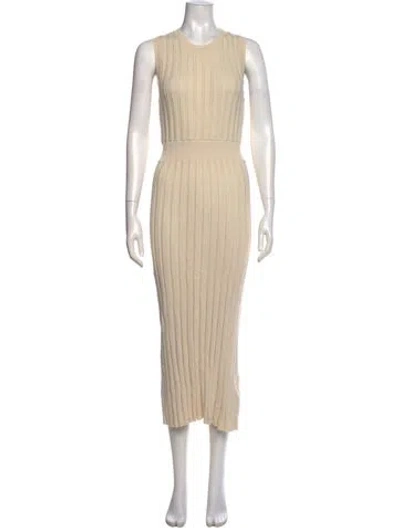 Pre-owned Varley Crew Neck Long Dress In Neutral
