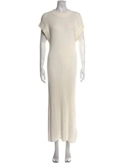 Pre-owned Varley Crew Neck Long Dress In Neutral