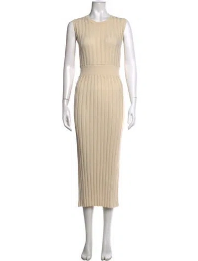 Pre-owned Varley Crew Neck Long Dress In Neutral
