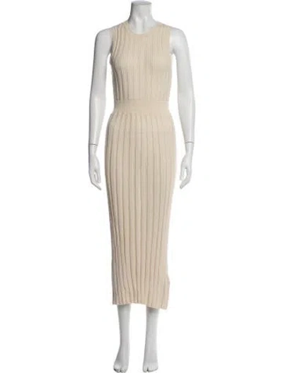Pre-owned Varley Crew Neck Long Dress In Neutrals