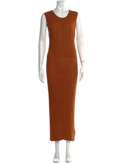 Pre-owned Varley Crew Neck Long Dress In Orange