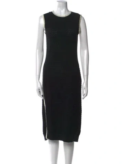 Pre-owned Varley Crew Neck Midi Length Dress In Black