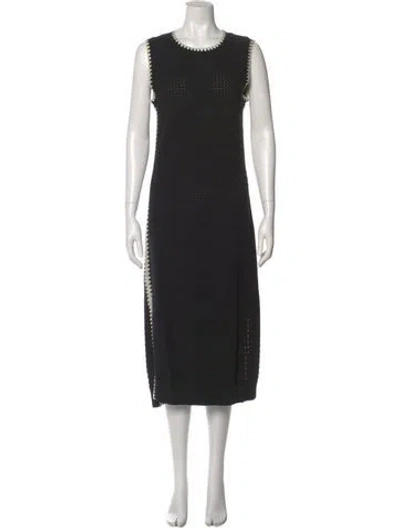 Pre-owned Varley Crew Neck Midi Length Dress In Black