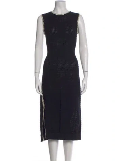 Pre-owned Varley Crew Neck Midi Length Dress In Black