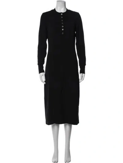 Pre-owned Varley Crew Neck Midi Length Dress In Black