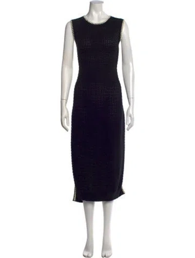 Pre-owned Varley Crew Neck Midi Length Dress In Black