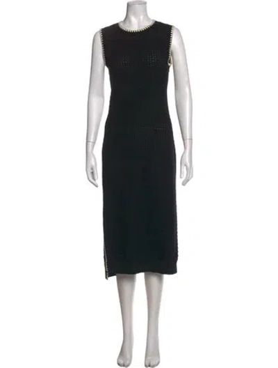 Pre-owned Varley Crew Neck Midi Length Dress In Black
