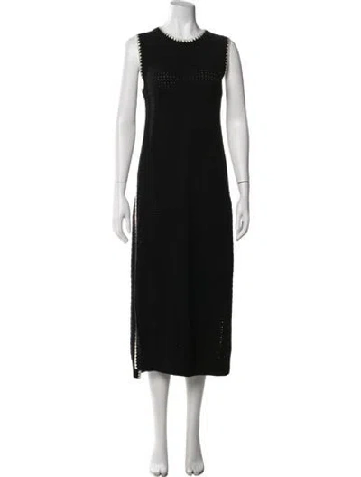 Pre-owned Varley Crew Neck Midi Length Dress In Black