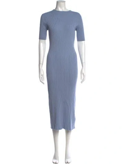 Pre-owned Varley Crew Neck Midi Length Dress In Blue