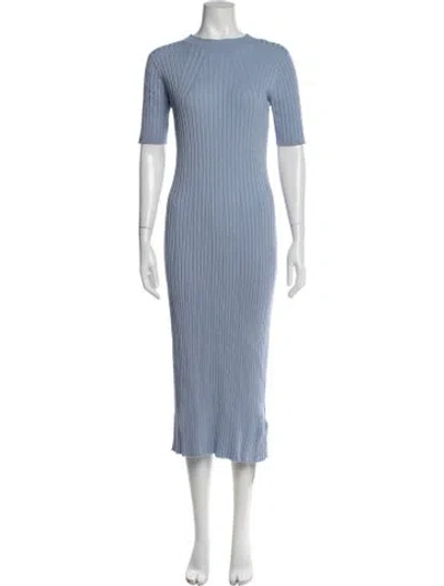 Pre-owned Varley Crew Neck Midi Length Dress In Blue