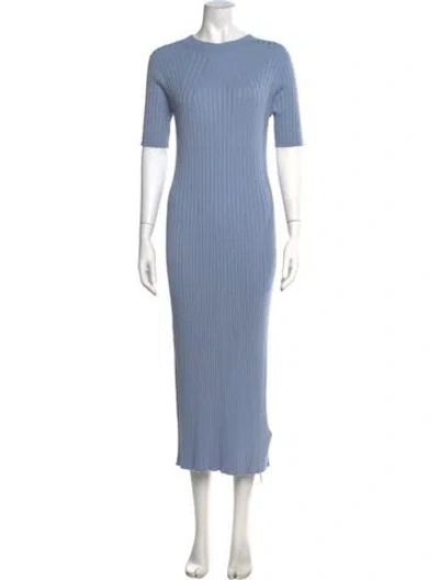 Pre-owned Varley Crew Neck Midi Length Dress In Blue