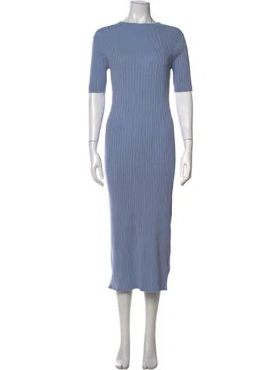 Pre-owned Varley Crew Neck Midi Length Dress In Blue