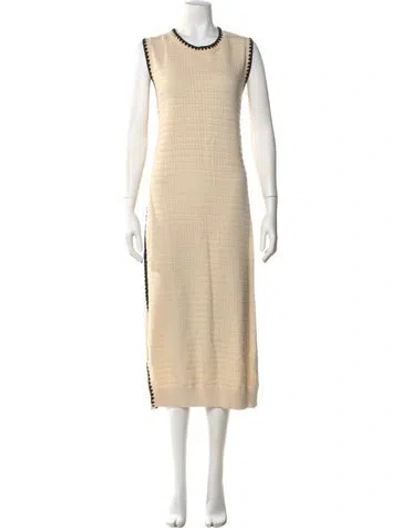 Pre-owned Varley Crew Neck Midi Length Dress In Neutral